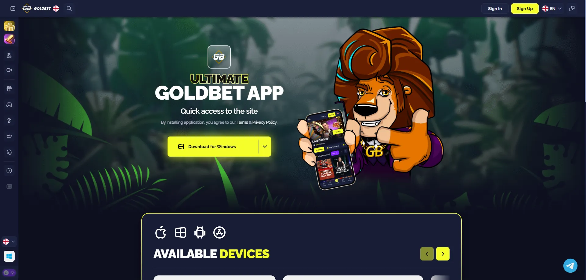 Goldbet Casino mobilā lietotne Android un iOS ierīcēm 2026
